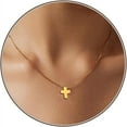 Cross Necklace For Women, Dainty 18K Gold Plated Small Cross Pendant