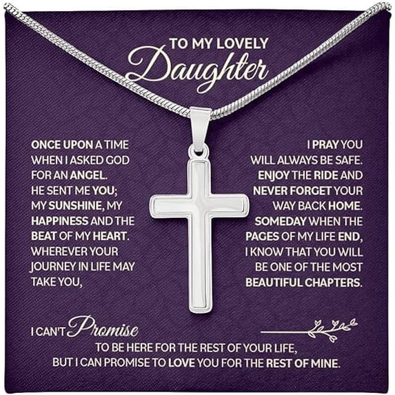 Cross Necklace Gift for Daughter from Mom and Dad, Wedding Gift for Daughter from Father, Religious Jewelry, Graduation Gift for Daughter from Dad with Message Card and Box