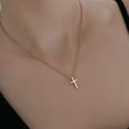 thumbnail image 1 of Cross Necklace Light Luxury Minority Titanium Steel Gold Clavicle Chain, 1 of 2