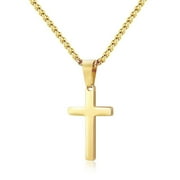 STAQY Cross Necklace for Men, Gold Black Silver Mens Cross Necklaces Stainless Steel Cross Pendant Necklace Simple Jewelry Gifts Cross Chain Necklace for Men Boys