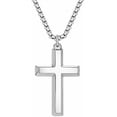 thumbnail image 1 of Cross Necklace for Men Silver Gold Black Stainless Steel Beveled Edge Cross Chain Pendant Christian Necklace for Men Crucifix Pendant Box Chain Length 22 Inch, 1 of 5