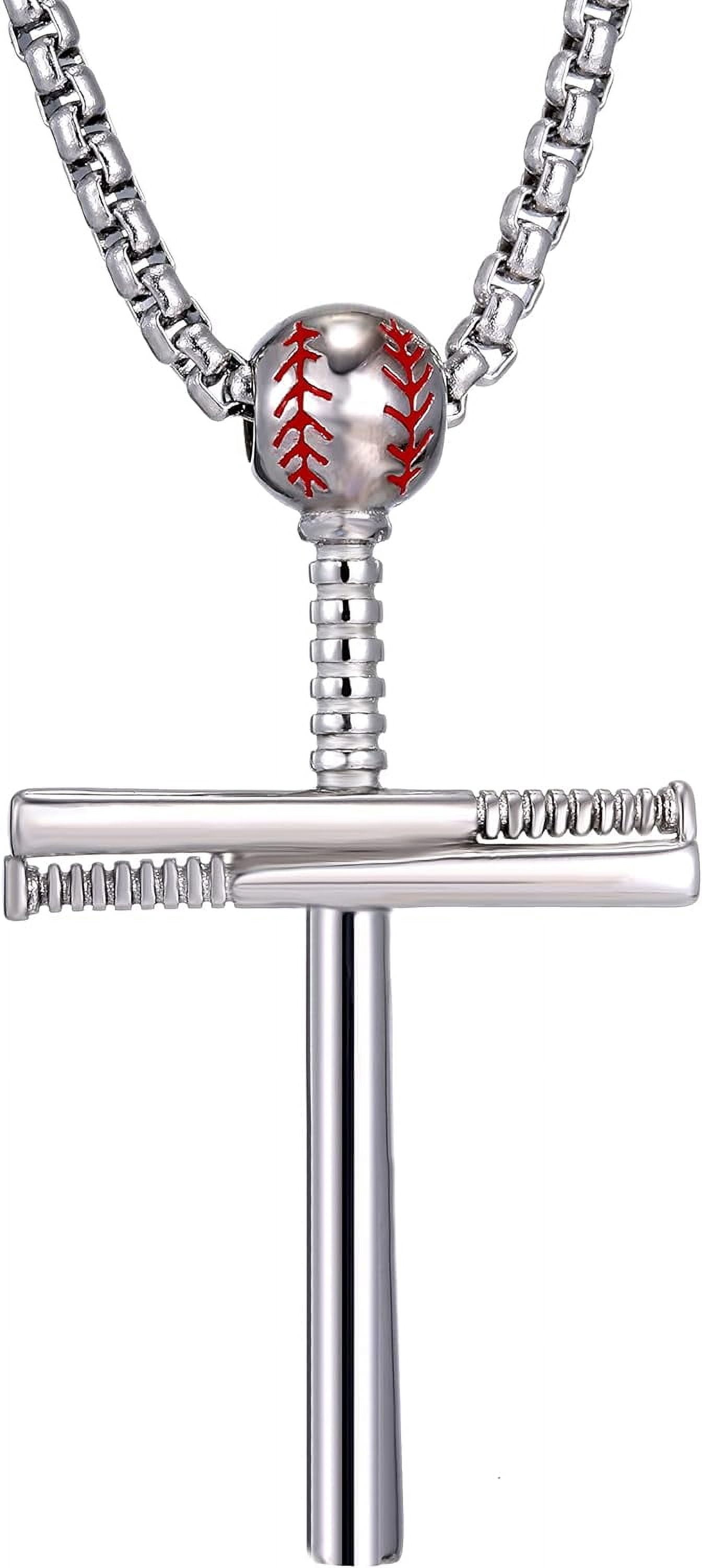 Cross Necklace Men Sports Stainless Steel Baseball Cross Necklaces Gift ...