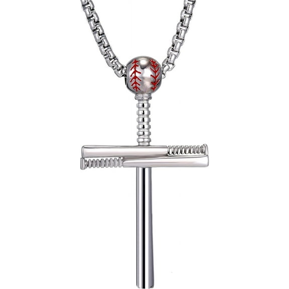 Cross Necklace Men Sports Stainless Steel Baseball Cross Necklaces Gift