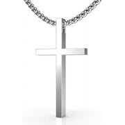 Cross Necklace for Men, Stainless Steel Cross Silver/Black/Gold Cross Pendant Necklaces for Men Women Religious Cross Jewelry Christian Faith Gifts for Prayer Simple Style Jewelry Gift 24 Inches