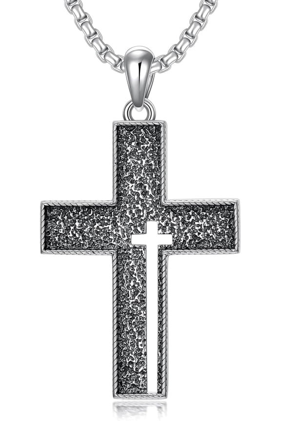 Cross Necklace for Men Women S925 Sterling Silver Celtic Knot Cross Faith 4 Way Medal Necklaces Religion Jewelry for Birthday Anniversary Day Christmas