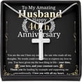 thumbnail image 1 of Cross Necklace On Fourtyeth Anniversary For Husband from wife , keepsake gift with Personalized Message Card, 1 of 4