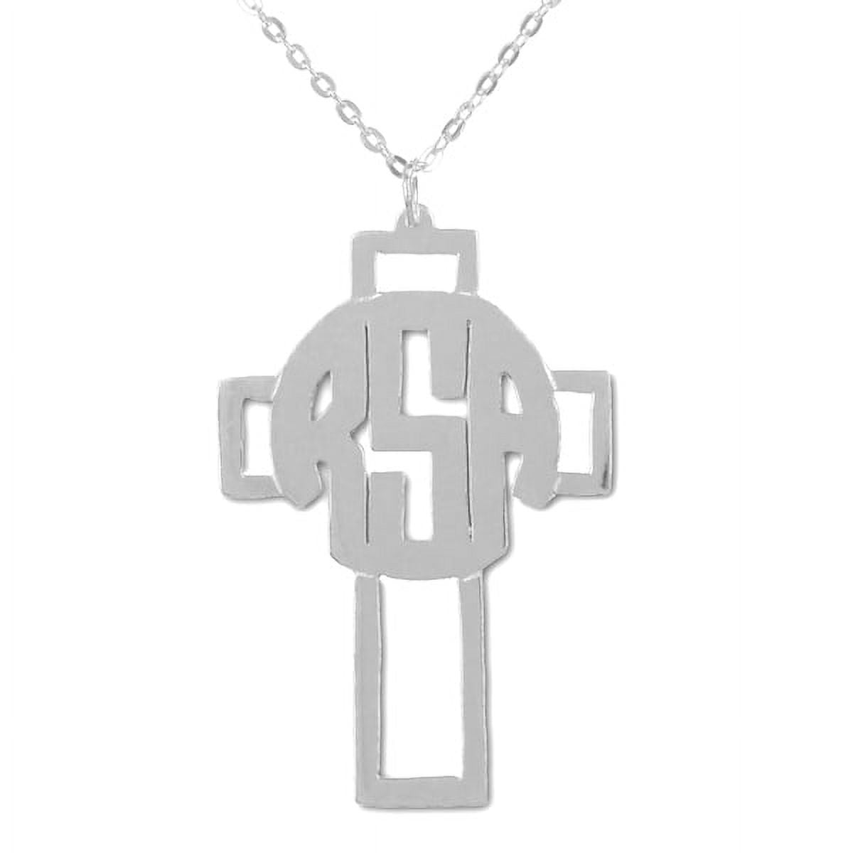 Cross Necklace Personalized Monogram in Sterling Silver or 14K Gold Plated Sterling Silver