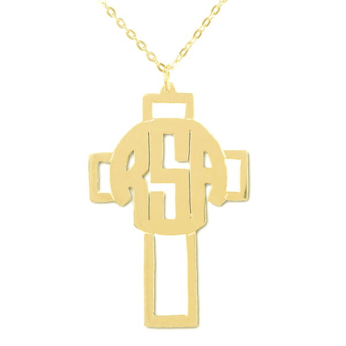 Cross Necklace Personalized Monogram in Sterling Silver or 14K Gold Plated Sterling Silver