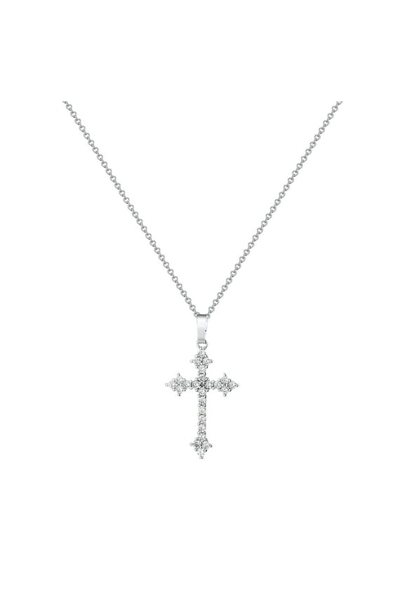 Cross Necklace Silver Hip Hop Style Copper Jewelry Gift for Her Him