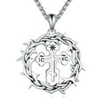 thumbnail image 1 of Cross Necklace Sterling Silver Eastern Orthodox Cross Pendant Jewelry Birthday Gift For Women Men, 1 of 6