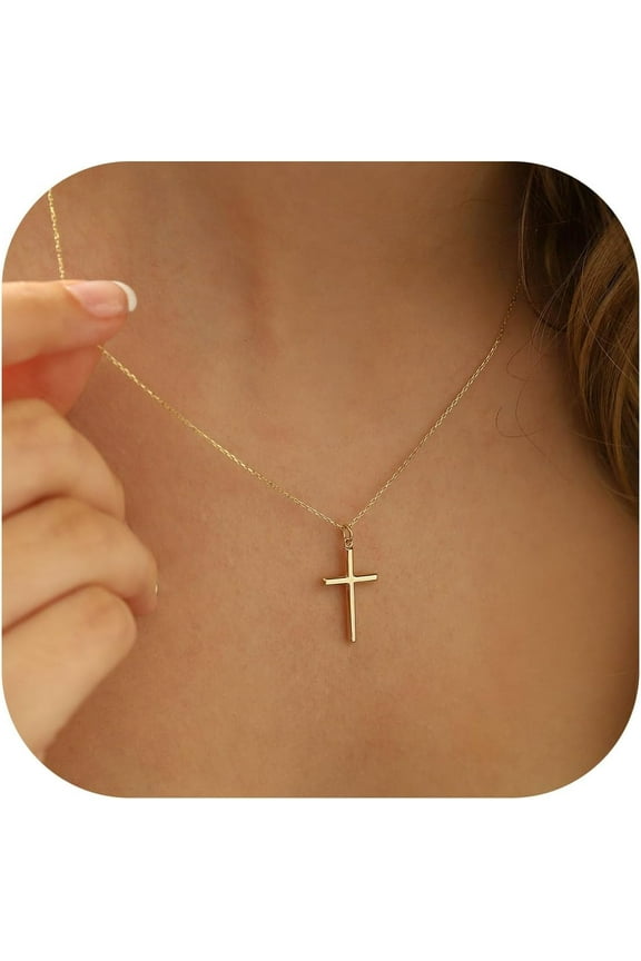 Cross Necklace for Women14K Gold Plated Cross Necklace Layered Gold Cross Necklace Tiny Sideway Cross Choker Necklace Gold Cross Necklaces for Women Trendy Gold Jewelry Gifts for Women Trendy[g126]
