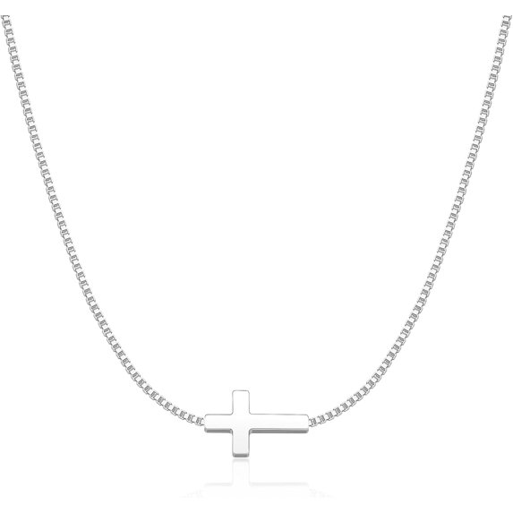 Cross Necklace for Women 14K Gold Silver Plated Dainty Small Cross Pendant Choker Simple Trendy Cute Cross Charm Chain Necklace Easter Basket Stuffers Baptism Religious Faith Jewelry Gift