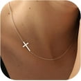 thumbnail image 1 of Cross Necklace For Women - 18K Gold Plated Cross Necklace Dainty Gold Cross Necklace Tiny Sideway Cross Choker Necklace Gold Cross Necklaces For Women Gold Jewelry For Women Gifts[o2248], 1 of 2