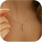 MOXUNLXJ Cross Necklace for Women - 18K Gold Plated Cross Necklace Dainty Gold Cross Necklace Tiny Sideway Cross Choker Necklace Gold Cross Necklaces for Women Gold Jewelry for Women Girls Gifts
