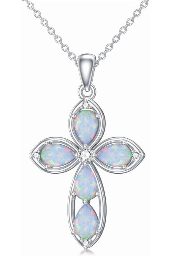 Cross Necklace for Women 925 Sterling Silver Moissanite Cross Pendant Jewelry Gift Religious Christian Baptism Easter Gifts for Women with Silver Chain