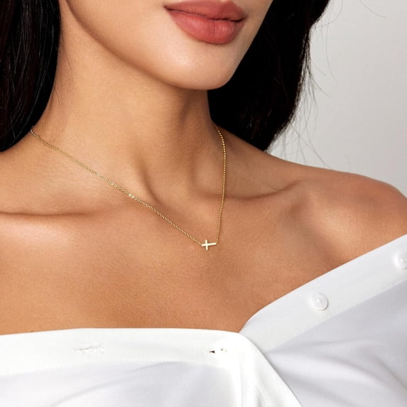 Cross Necklace for Women Dainty 14K Gold Plated Cross Necklace Layered — free download