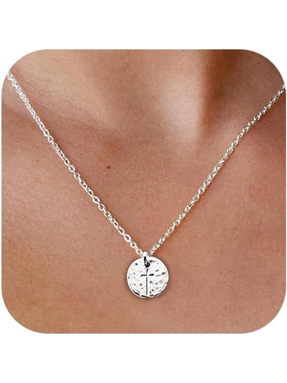 Cross Necklace For Women Dainty 14K Gold Silver Plated Cross Pendant Necklace Everyday Simple Cross Charm Choker Minimalist Religious Jewelry Cute Trendy Gifts[o4669]