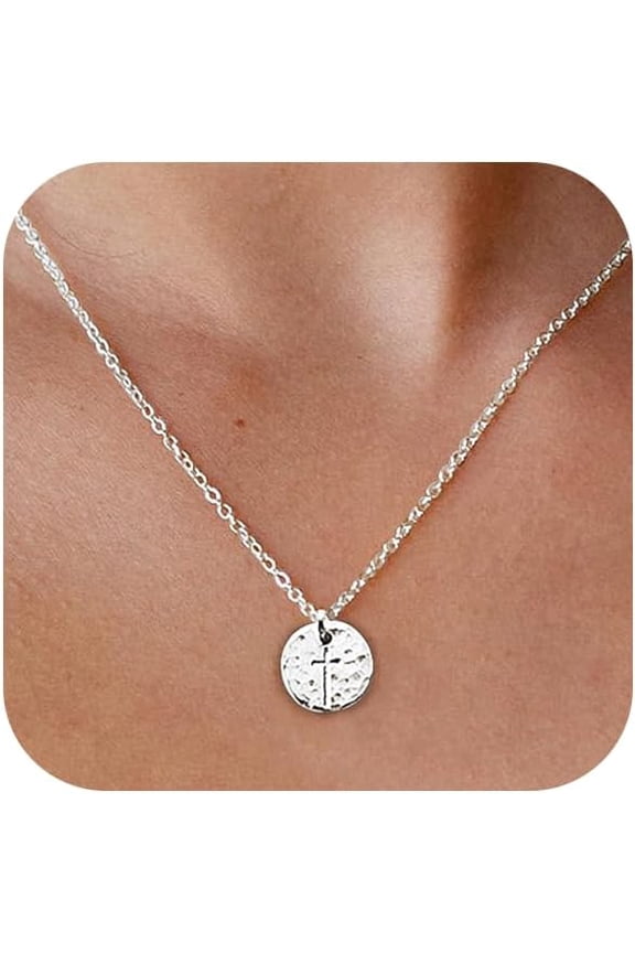 Cross Necklace For Women Dainty 14K Gold Silver Plated Cross Pendant Necklace Everyday Simple Cross Charm Choker Minimalist Religious Jewelry Cute Trendy Gifts[o4669]