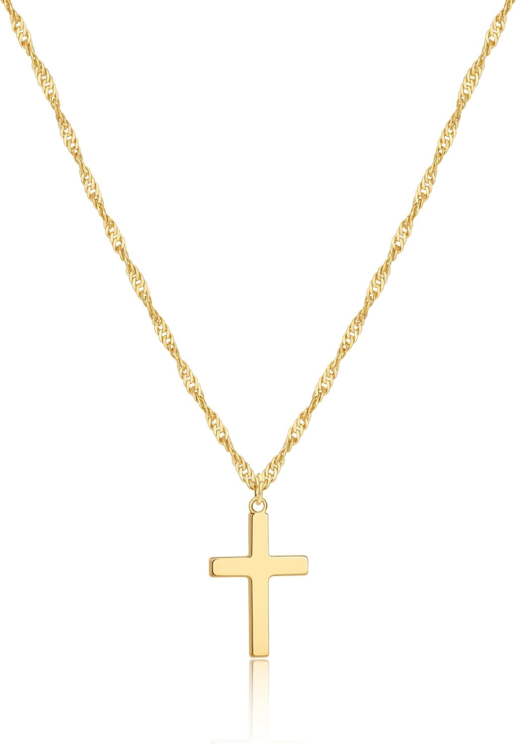 Cross Necklace for Women Trendy - Dainty 14K Real Gold Plated Minimalist Cz Cross Necklace Non Tarnish Waterproof Trendy Cute Simple Small Necklaces Easter Christian Religious Faith Jewelry Gifts