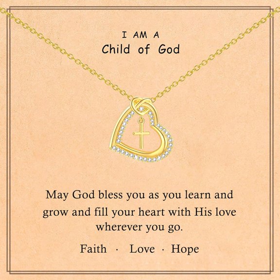 Cross Necklace for Daughter Baptism First Communion Confirmation Graduation Gifts for Daughter