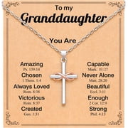 Cross Necklace for Granddaughter/Daughter, Christmas Religious Christian Valentines Birthday Gifts