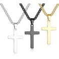 thumbnail image 1 of Cross Necklace for Men - 2Pcs, 3Pcs Silver Black Gold Stainless Steel Cross Pendant Necklace for Men Women Teen Jewelry Gifts, 1 of 8