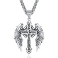thumbnail image 1 of TANGPOET Cross Necklace 925 Sterling Silver Angel Wings Cross Pendant Jewelry Gifts for Dad Husband, 1 of 4