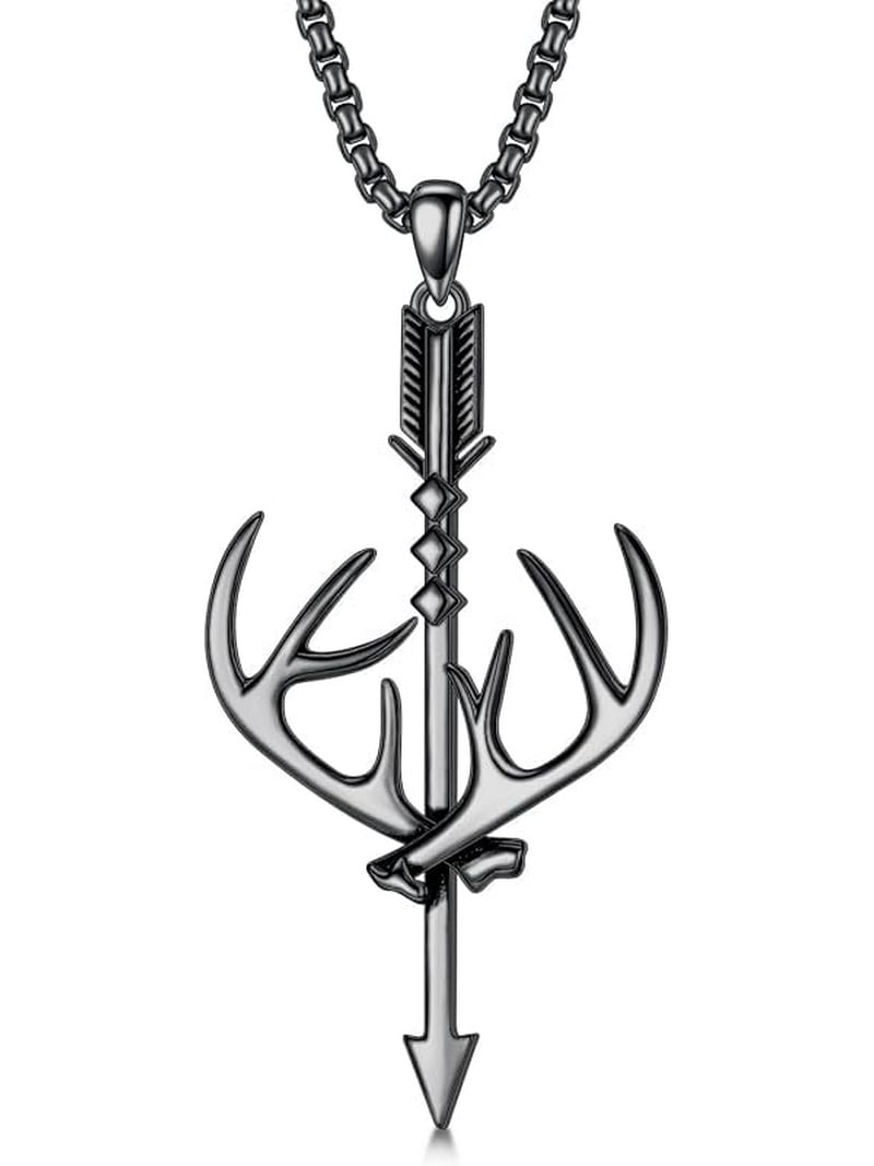 Cross Necklace for Men - 925 Sterling Silver Cross Deer Antler Fish Hook  Pendant - Hunting Jewelry Gifts 22+2 - Walmart.com, image size:800x1067