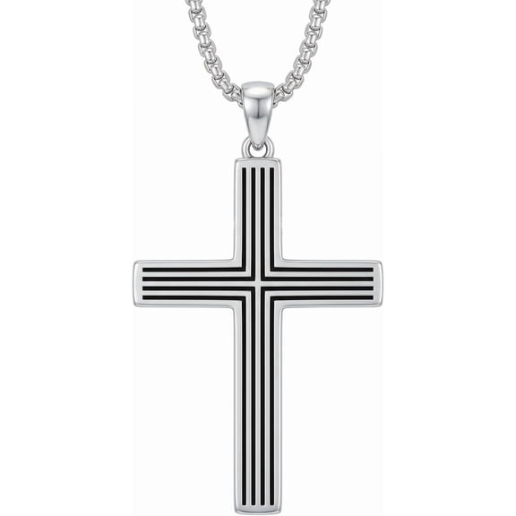 Cross Necklace for Men 925 Sterling Silver Cross Pendant with Stainless Steel Chain Cross Necklace for Men Women Christian Jewelry Gift