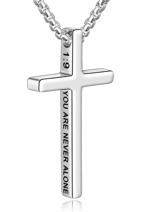 Cross Necklace for Men, Inspirational Bible Verse Cross Chain for Men, 316 Stainless Steel Cross Necklace for Men