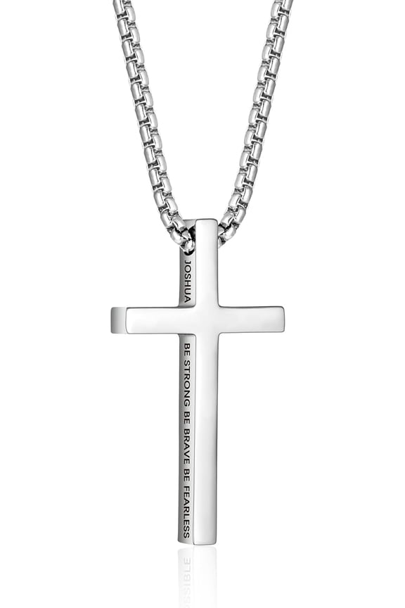 Cross Necklace for Men, Inspirational Bible Verse Cross Pendant Chain, Christian Gifts Easter Basket Stuffers for Adults Men