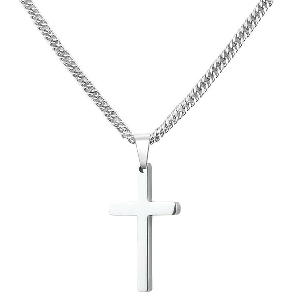 Cross Necklace for Men,Rope Chain Gold/Silver Stainless Steel Pendant Jewelry Gift, 18-26 Inch