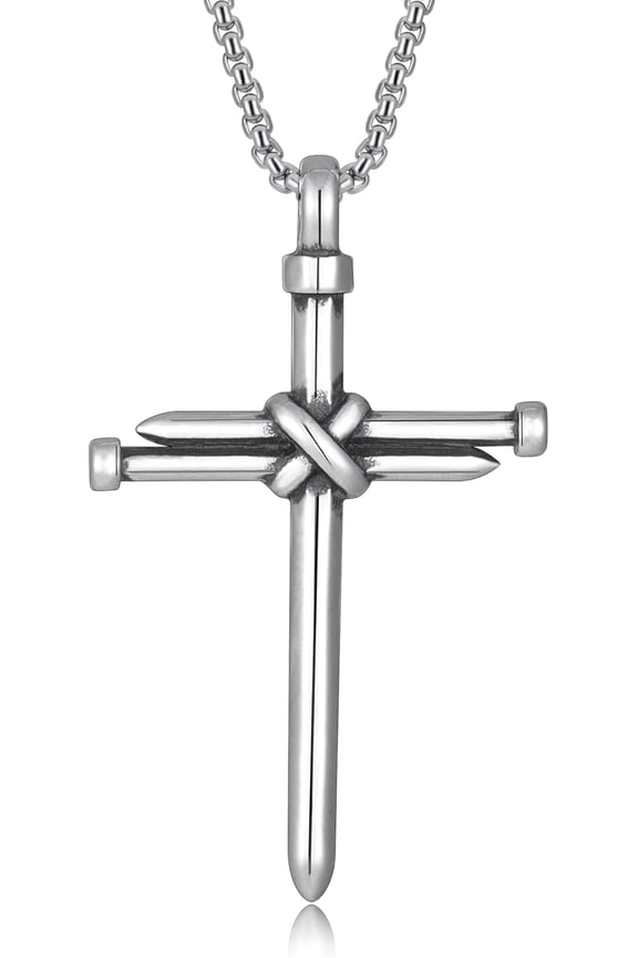 Cross Necklace for Men Silver Cross Chain Stainless Steel Pendant for Women Goth Necklace Gothic Christian Jewelry