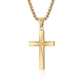 thumbnail image 1 of Cross Necklace for Men, Silver/Gold/Black Cross Pendant with 24" Chain, Religious Gifts for Men Women Christians, 1 of 4