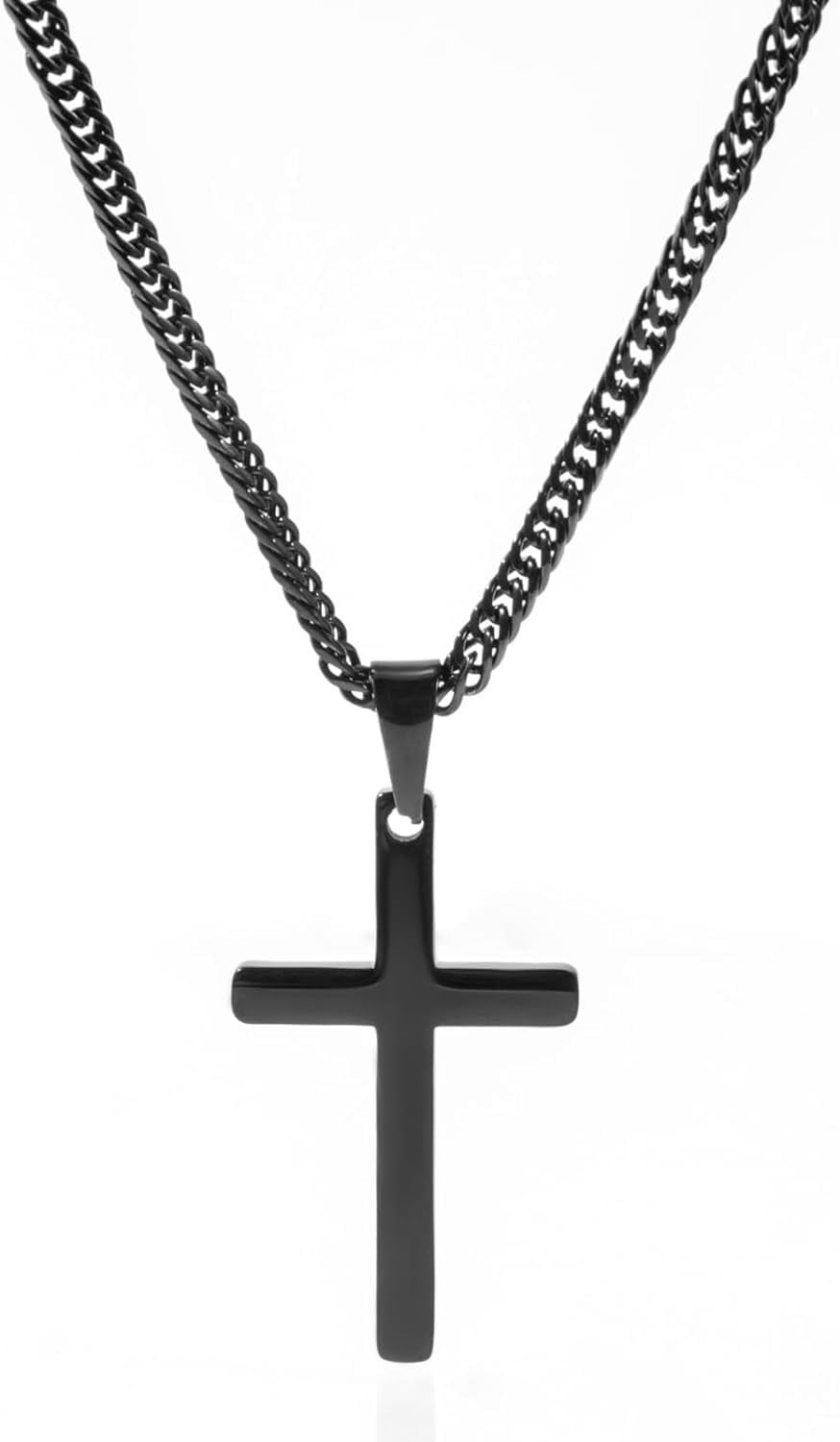 Cross Necklace for Men, Silver Gold Stainless Steel Plain Cross Pendant ...