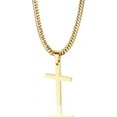 thumbnail image 1 of Cross Necklace for Men, Silver Gold Stainless Steel Plain Cross Pendant Necklace for Men Cuban Chain 18-26 Inch, 1 of 9