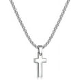 thumbnail image 1 of Cross Necklace for Men, Silver Tone Mens Cross Necklaces with 2.5mm Chain, 316L Stainless Steel Wheat Chain, 16-24 Inch, 1 of 12