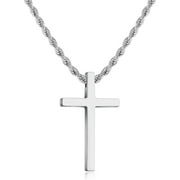 Cross Necklace for Men,Stainless Steel Black Silver Gold Cross Pendant Necklace for Men Boys Cross Chain for Men 16-24 Inches Rope Chain