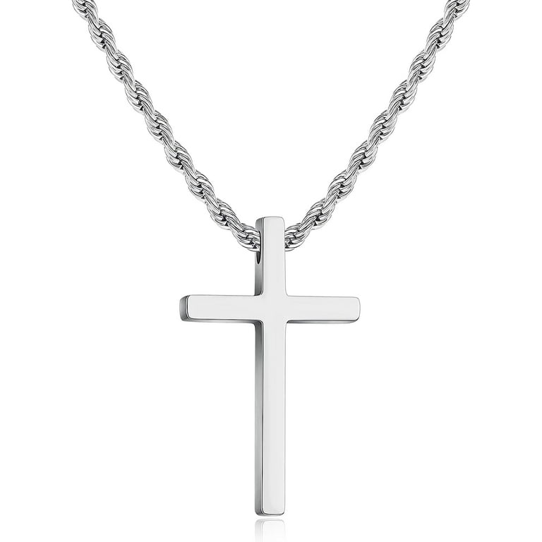 Cross Necklace for Men,Stainless Steel Black Silver Gold Cross
