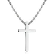 EUPHRATES Cross Necklace for Men,Stainless Steel Black Silver Gold Cross Pendant Necklace for Men Cross Chain for Men 16-24 Inches Rope Chain