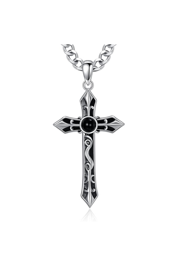 Cross Necklace for Men Sterling Silver Cross Pendant Necklace Religious Jewelry Christian Gifts