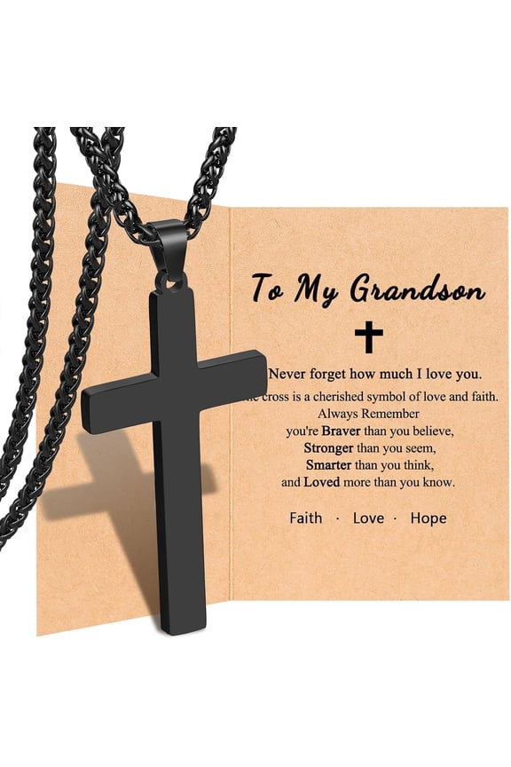 Cross Necklace for Men, Valentines Day Birthday Christmas Gifts for Son Grandson Nephew Brother Boyfriend Mens