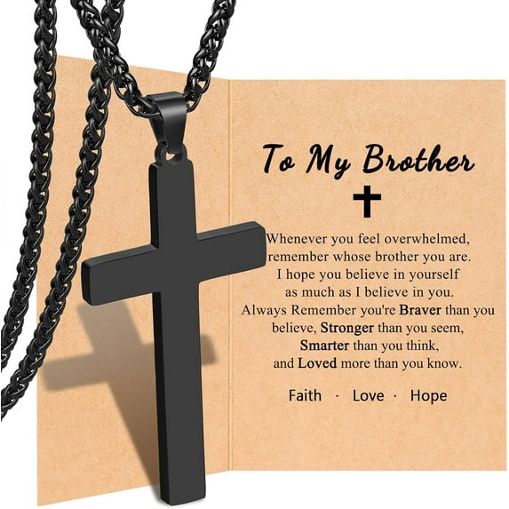Cross Necklace for Men, Valentines Day Birthday Christmas Gifts for Son Grandson Nephew Brother Boyfriend Mens