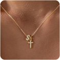 thumbnail image 1 of Cross Necklace for Women - 14K Gold Plated Cubic Zirconia Cross Pendant Necklace Faith Necklaces Baptism/christian gifts, 1 of 6