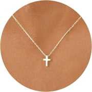MOXUNLXJ Cross Necklace for Women 14K Gold Plated Dainty Gold Cross Necklace Simple Small Cross Necklace Box Chain Cross Pendant Necklace Everyday for Girls