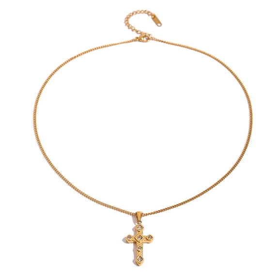 Cross Necklace for Women 18K Gold Plated Cross Pendant Choker Necklace