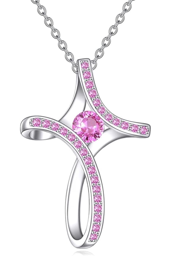 Cross Necklace for Women 925 Sterling Silver Birthstone Necklace Sideways Cross Necklace Birthstone Jewelry Gifts