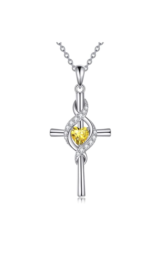 Cross Necklace for Women 925 Sterling Silver Cross Birthstone Pendant Necklace Infinity Cross Religious Jewelry Gifts for Women