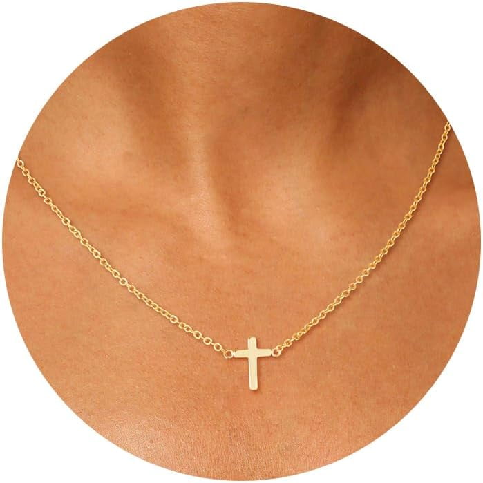 Cross Necklace Two-tone Gold-plated Sterling Silver Adjustable Length Cross Necklace Two-tone Gold-plated Sterling Silver Adjustable Length