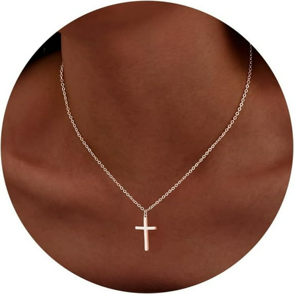 Cross Necklace for Women, Dainty 14K Gold Silver Plated Cross Choker Christian Necklace Religious Faith Jewelry